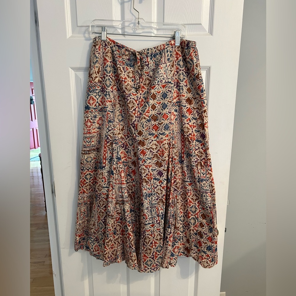 Ralph Lauren Y2K Bohemian Patterned Maxi Skirt